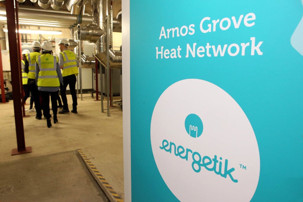 Customers entering Arnos Grove energy centre on a tour